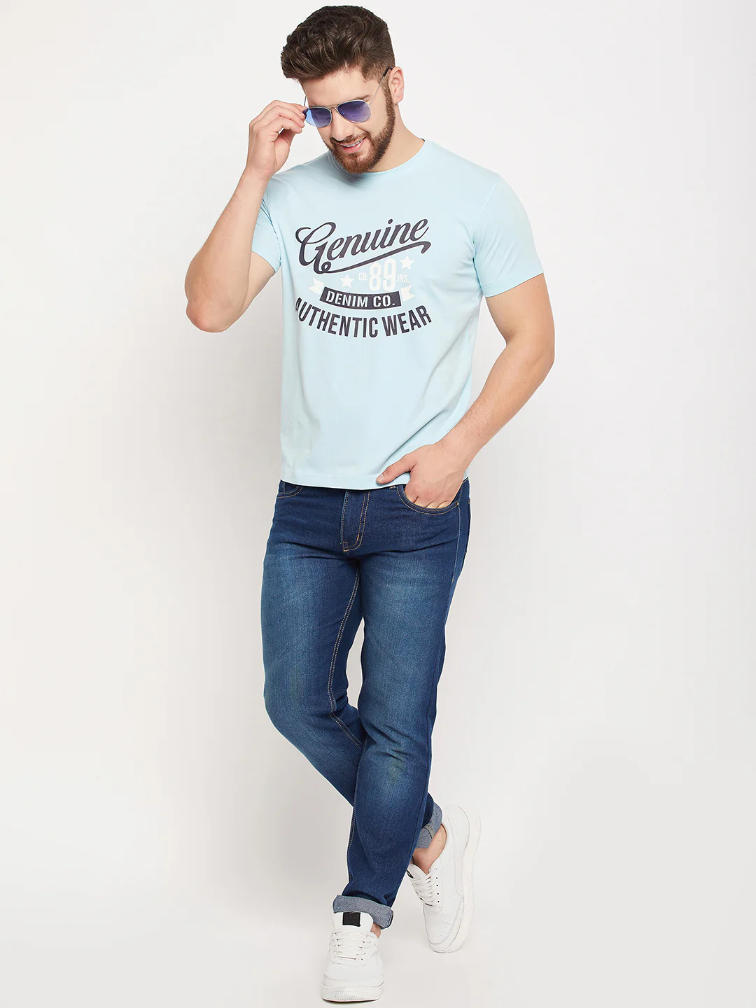 T-Shirt for Men | Breathable & Soft with Color Fastness Regular Fit Round Neck Cotton Blend Fabric Printed Pattern - Image 2