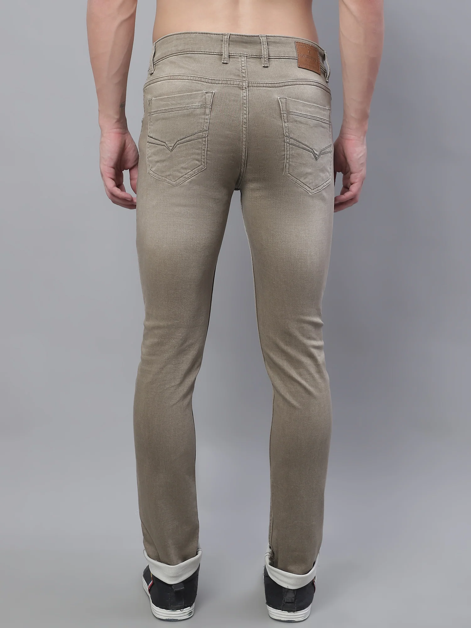 Denim Jeans for Men l Breathable & Soft with Color Fastness Ultra Narrow Fit Cotton Fabric Solid Pattern Button Closure - Image 2