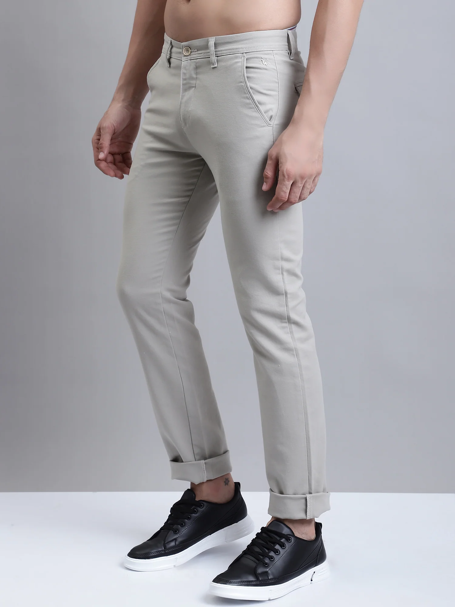 Men's Casual Flat front Stone  Trousers - Image 2