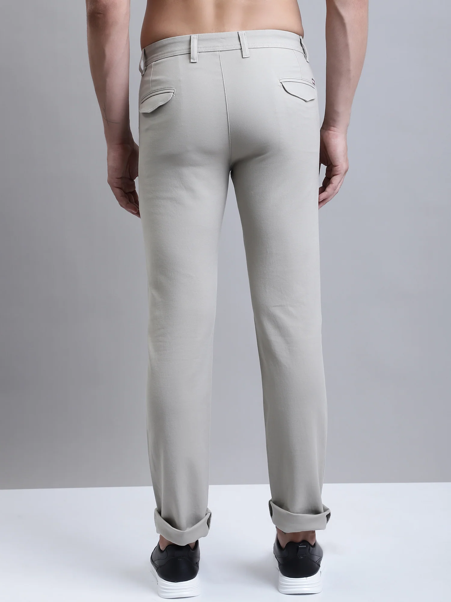 Men's Casual Flat front Stone  Trousers - Image 4