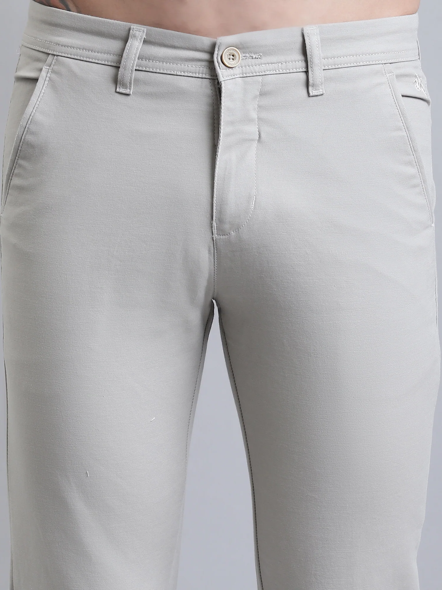 Men's Casual Flat front Stone  Trousers - Image 6