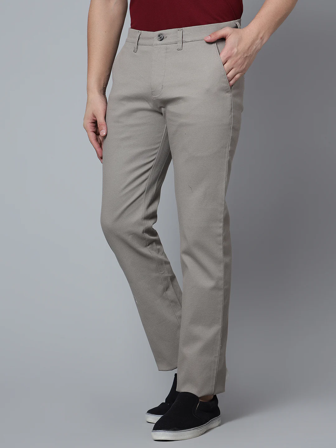 Men's Casual Flat front Stone  Trousers - Image 3