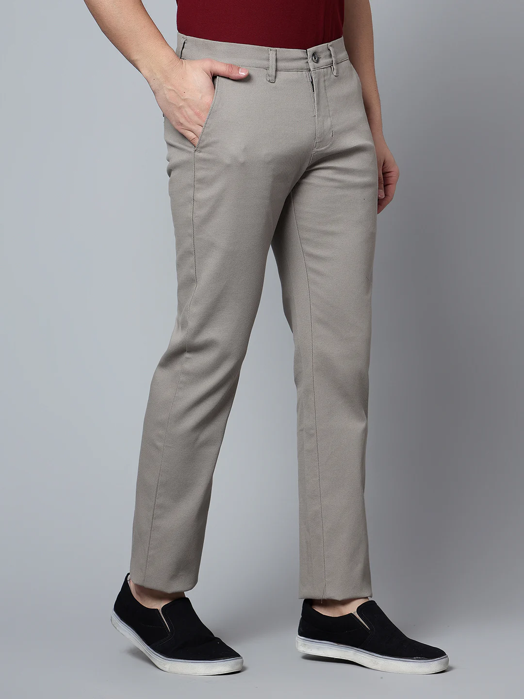 Men's Casual Flat front Stone  Trousers - Image 4