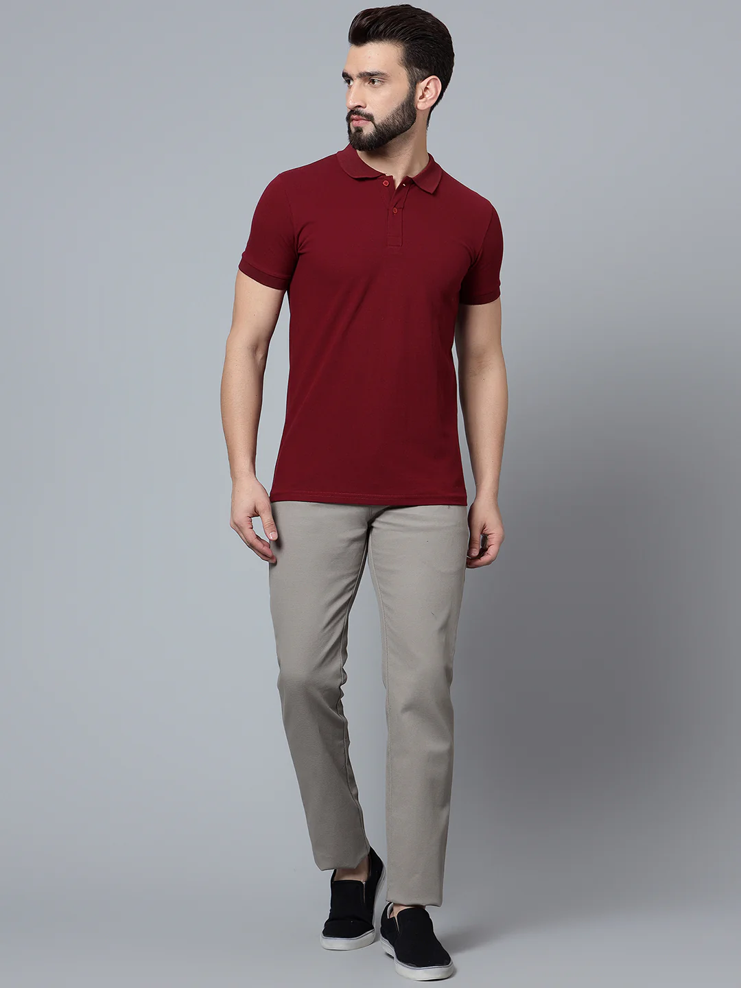 Men's Casual Flat front Stone  Trousers - Image 6