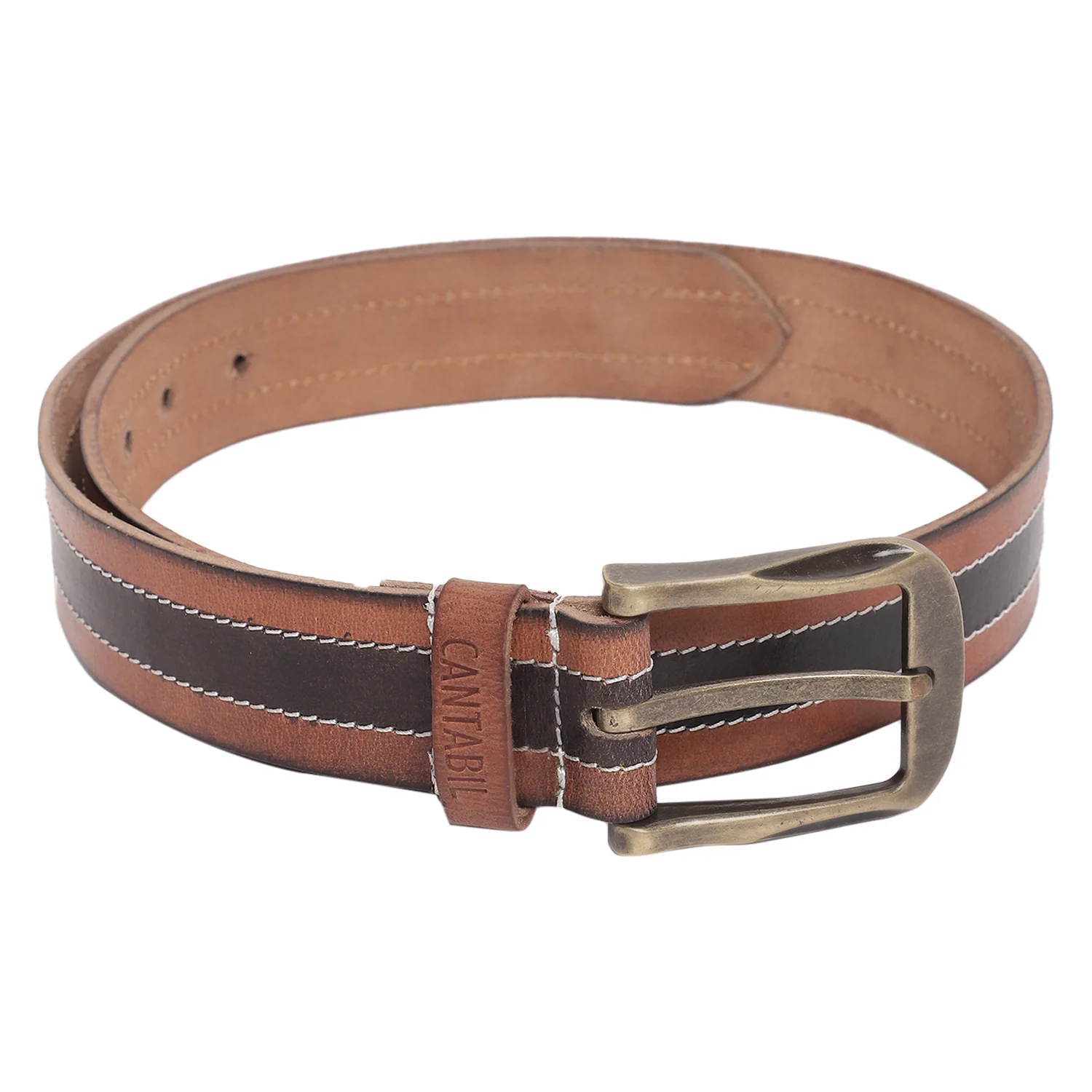 Men's Tan & Brown Casual Single Side Belt - Image 2
