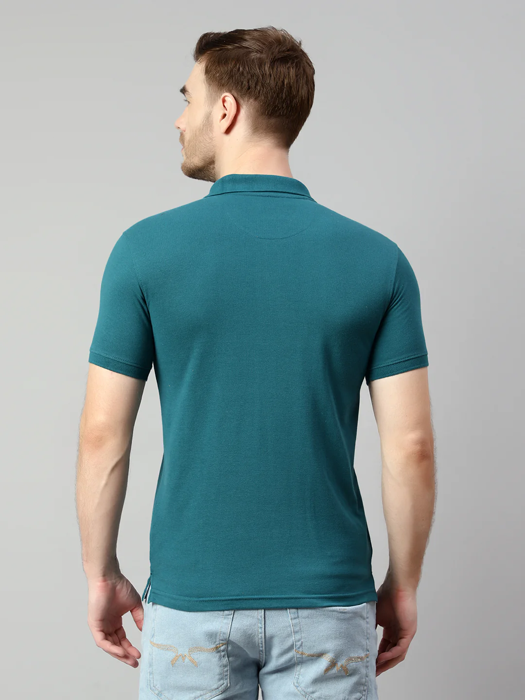 T-Shirt for Men | Breathable & Soft with Color Fastness Regular Fit Polo Neck Poly Cotton Fabric Solid Pattern - Image 2