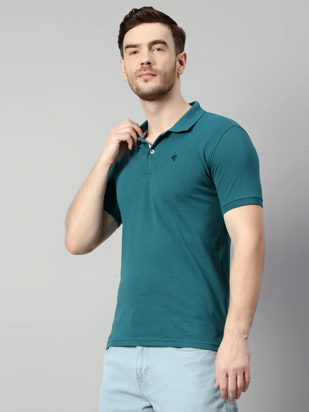 T-Shirt for Men | Breathable & Soft with Color Fastness Regular Fit Polo Neck Poly Cotton Fabric Solid Pattern - Image 3