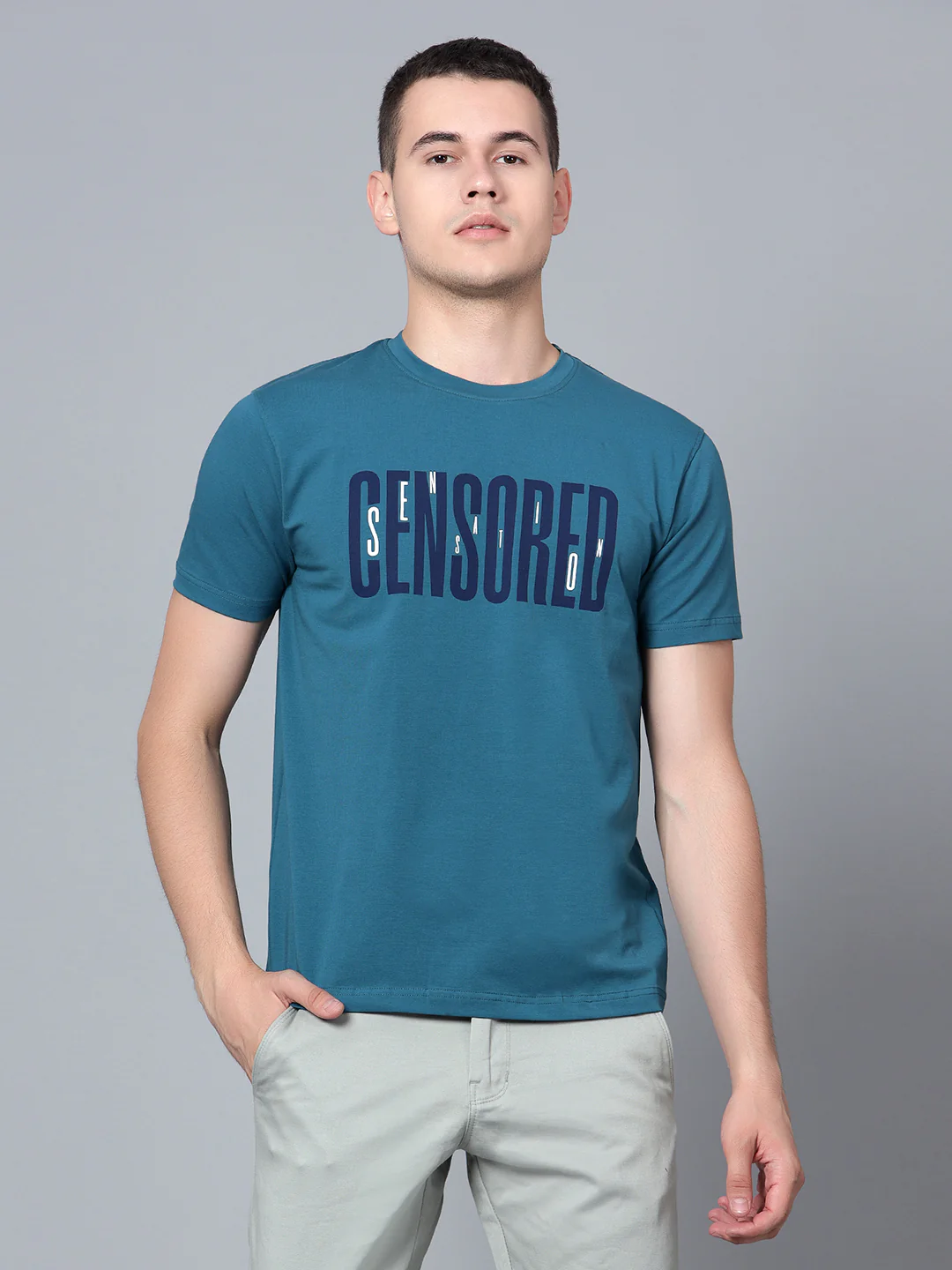 T-Shirt for Men | Breathable & Soft with Color Fastness Regular Fit Round Neck Cotton Blend Fabric Printed Pattern - Image 2