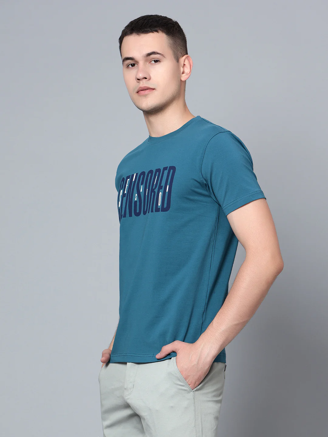 T-Shirt for Men | Breathable & Soft with Color Fastness Regular Fit Round Neck Cotton Blend Fabric Printed Pattern - Image 3