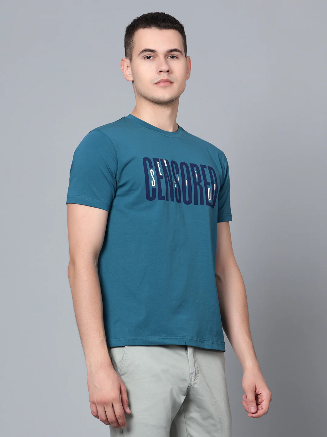 T-Shirt for Men | Breathable & Soft with Color Fastness Regular Fit Round Neck Cotton Blend Fabric Printed Pattern - Image 4