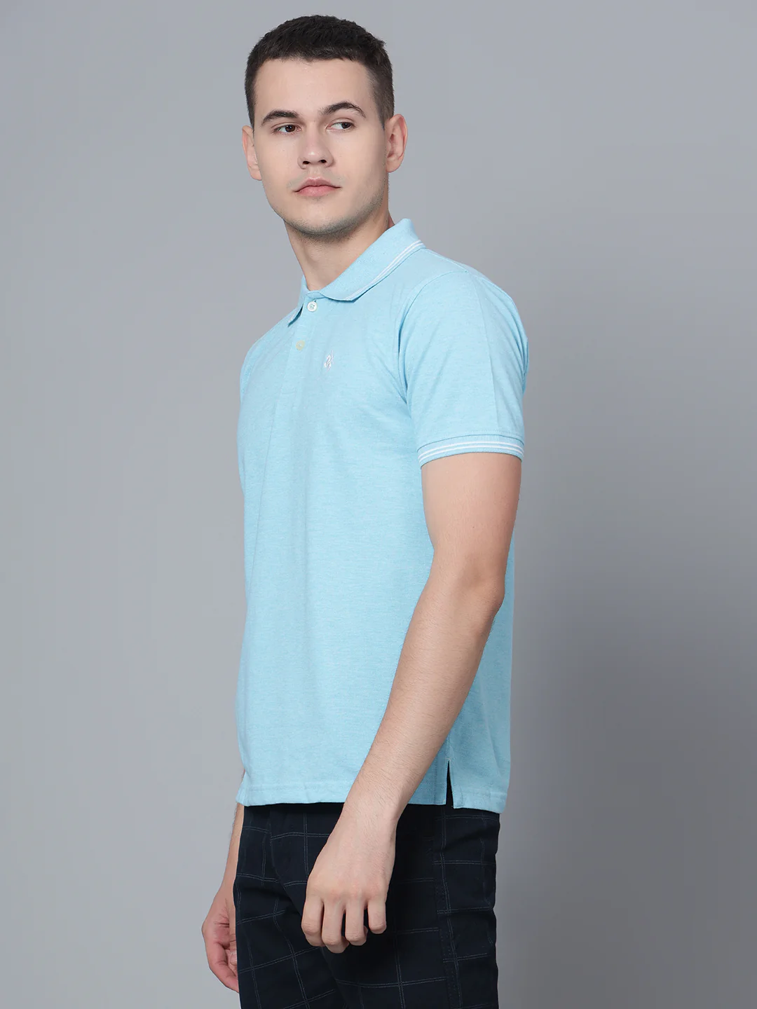 T-Shirt for Men | Breathable & Soft with Color Fastness Regular Fit Polo Neck Poly Cotton Fabric Solid Pattern - Image 2
