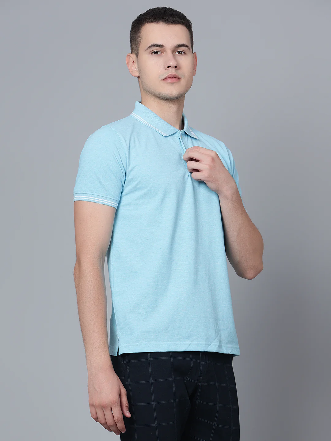 T-Shirt for Men | Breathable & Soft with Color Fastness Regular Fit Polo Neck Poly Cotton Fabric Solid Pattern - Image 3