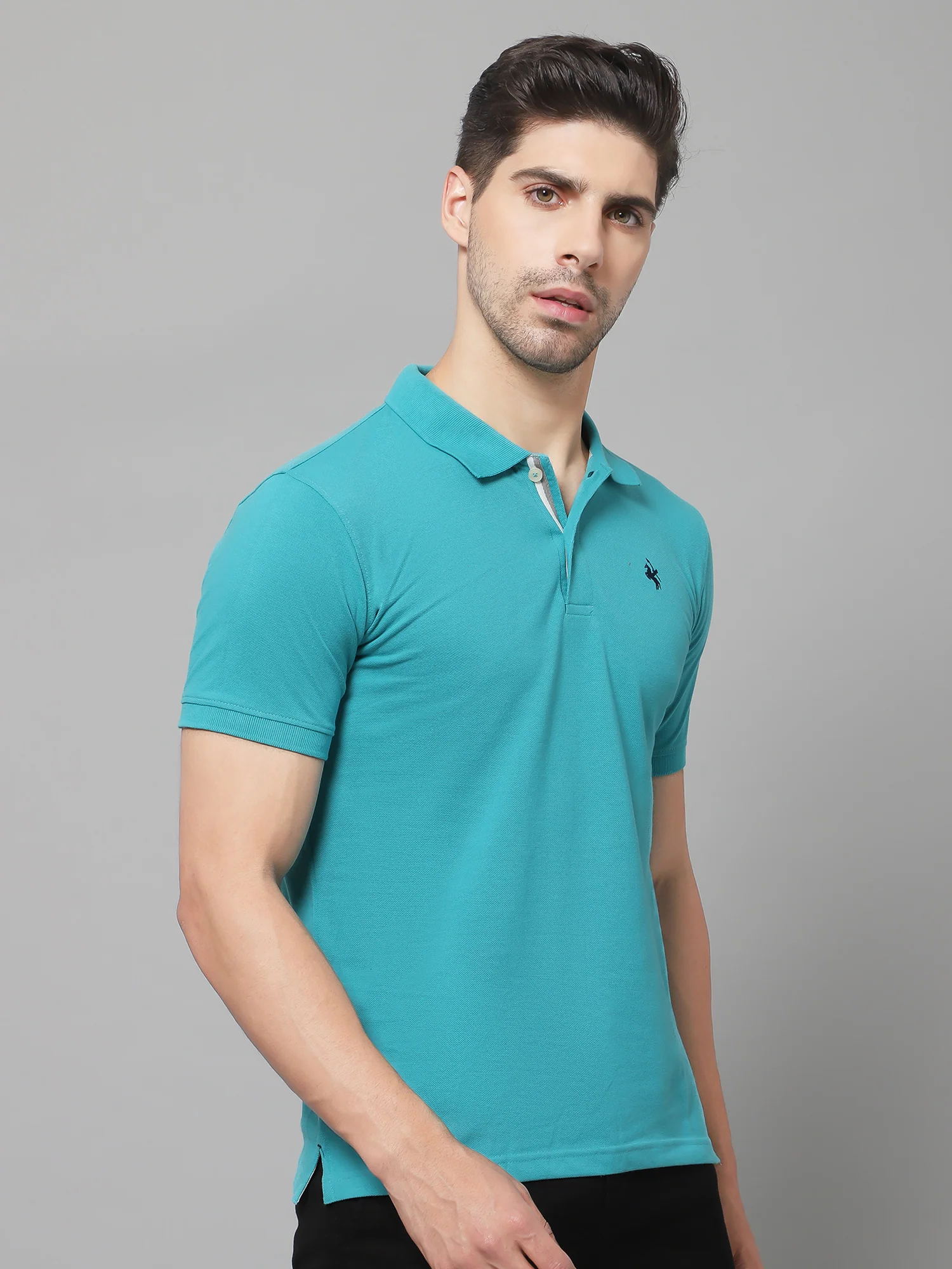 T-Shirt for Men | Breathable & Soft with Color Fastness Regular Fit Polo Neck Poly Cotton Fabric Solid Pattern - Image 2