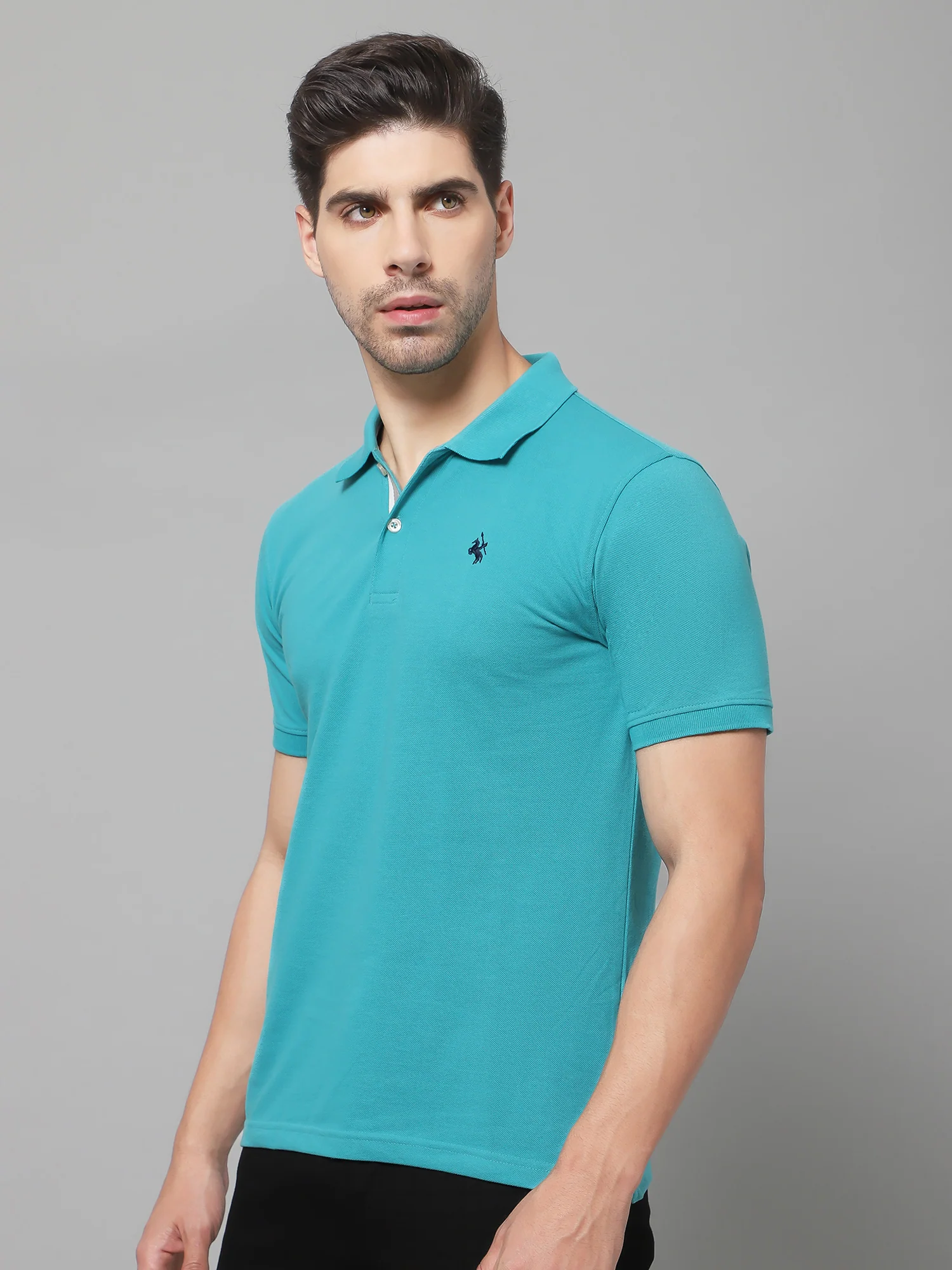 T-Shirt for Men | Breathable & Soft with Color Fastness Regular Fit Polo Neck Poly Cotton Fabric Solid Pattern - Image 3