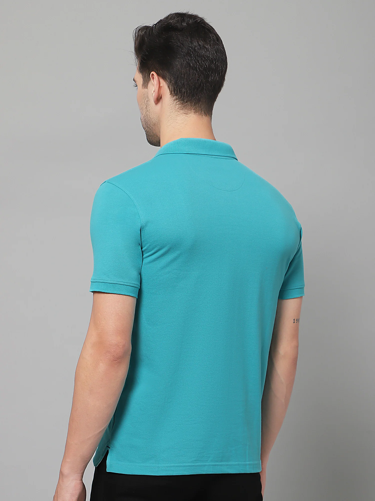 T-Shirt for Men | Breathable & Soft with Color Fastness Regular Fit Polo Neck Poly Cotton Fabric Solid Pattern - Image 4