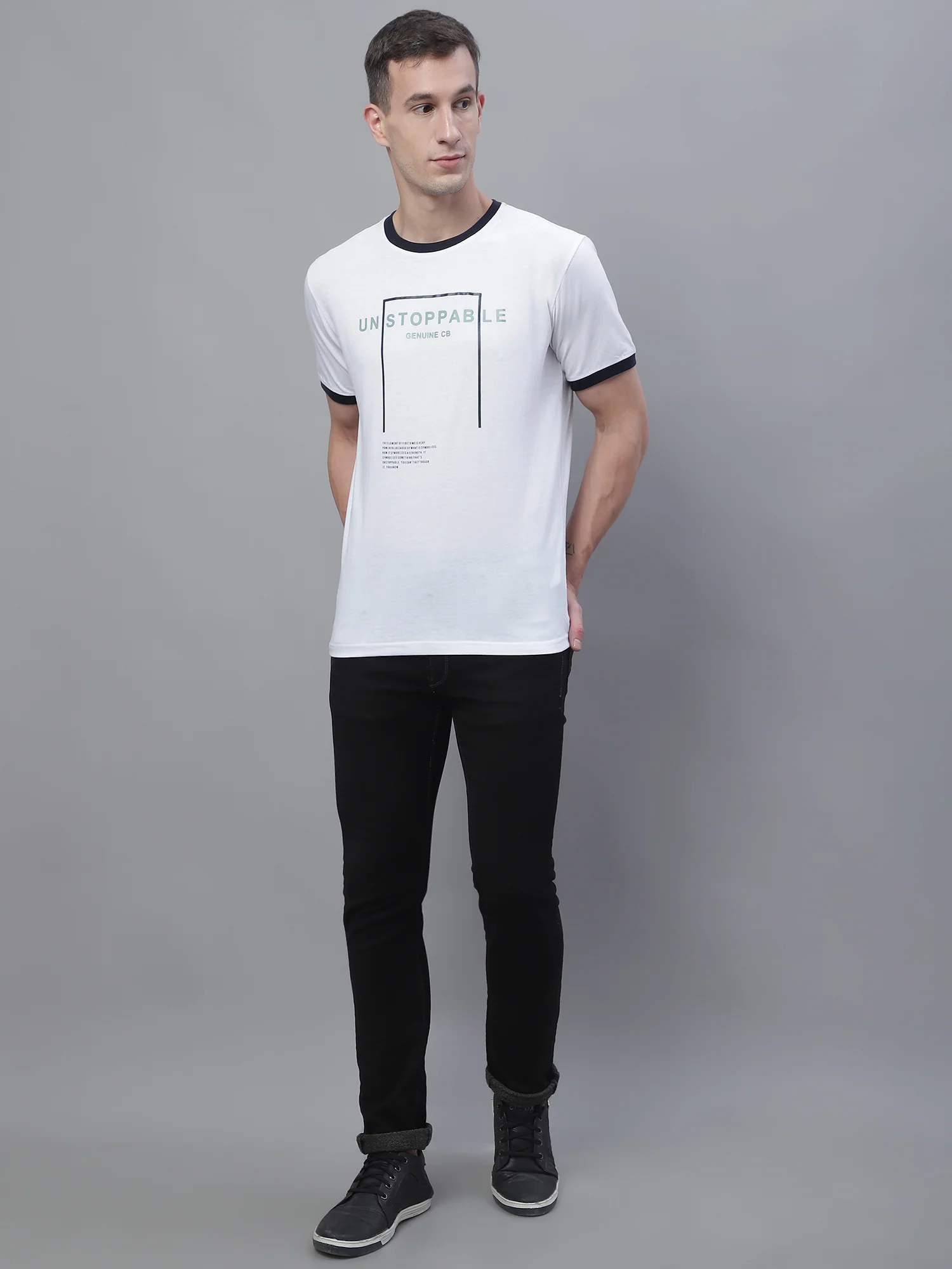 T-Shirt for Men | Breathable & Soft with Color Fastness Regular Fit Round Neck Poly Cotton Fabric Printed Pattern - Image 4