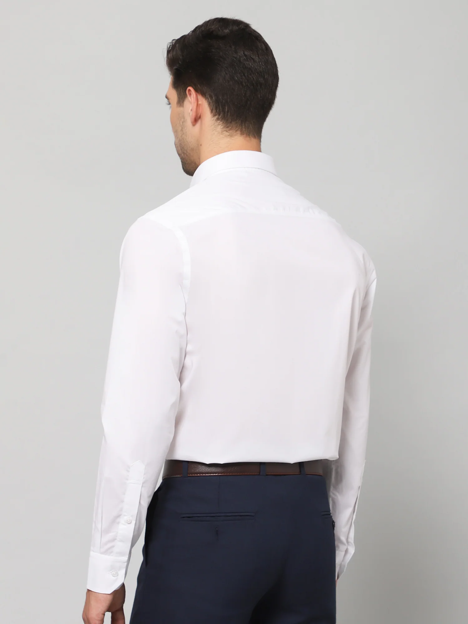 Men's White Formal Plain Full Sleeve Shirt - Image 4