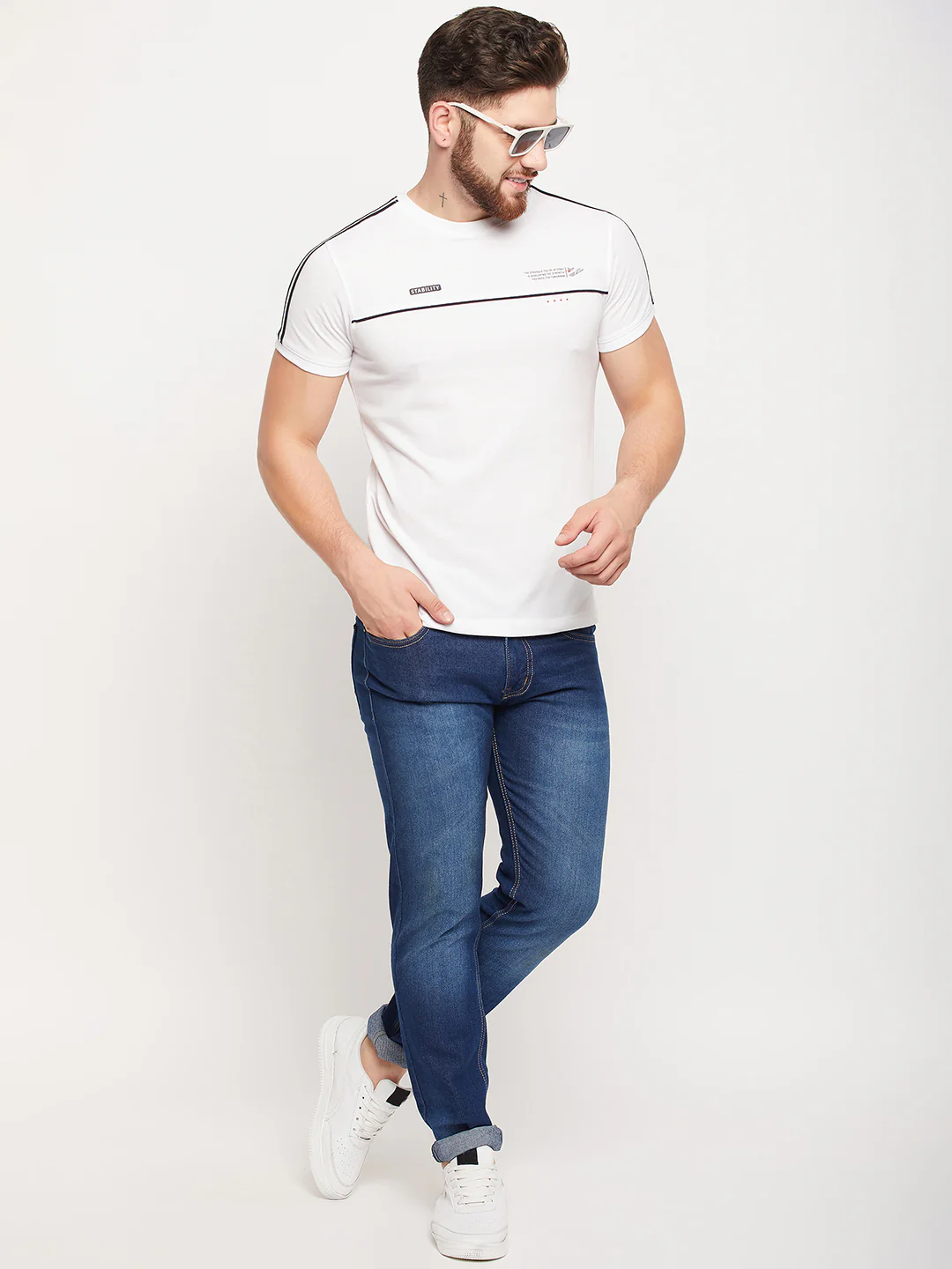 T-Shirt for Men | Breathable & Soft with Color Fastness Regular Fit Round Neck Poly Cotton Fabric Solid Pattern - Image 2