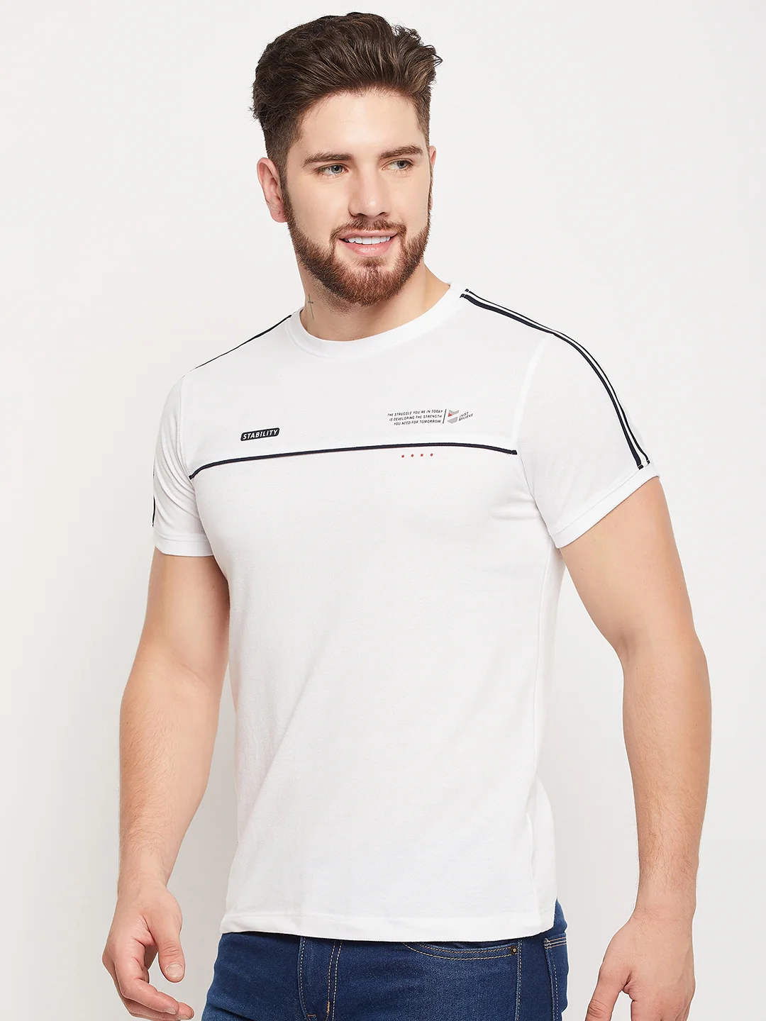 T-Shirt for Men | Breathable & Soft with Color Fastness Regular Fit Round Neck Poly Cotton Fabric Solid Pattern - Image 3