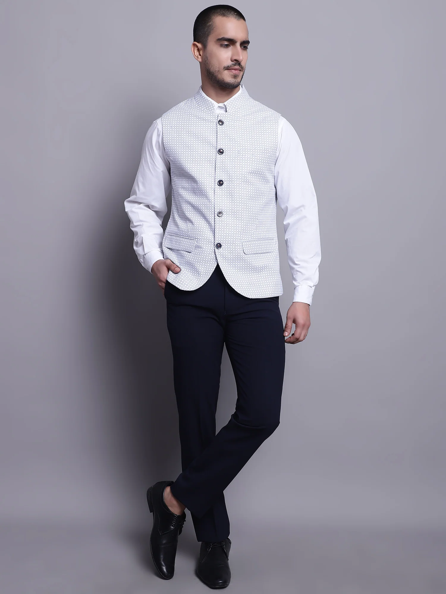 Men White Waist Coat - Image 5