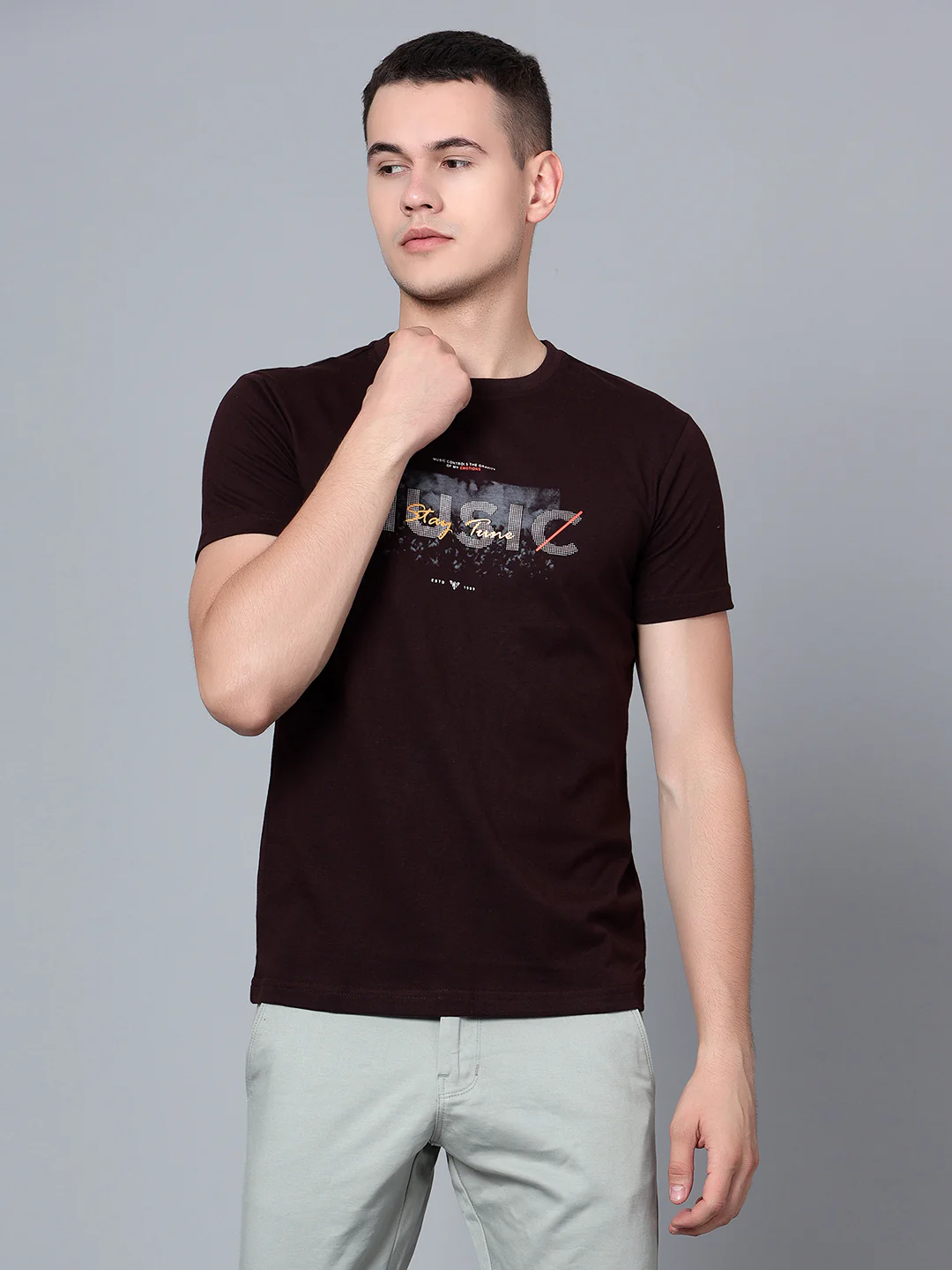 T-Shirt for Men | Breathable & Soft with Color Fastness Regular Fit Round Neck Poly Cotton Fabric Printed Pattern - Image 2
