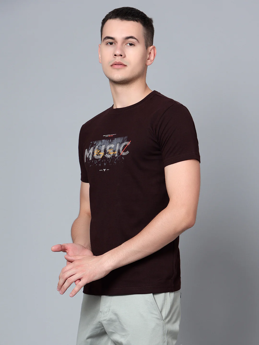 T-Shirt for Men | Breathable & Soft with Color Fastness Regular Fit Round Neck Poly Cotton Fabric Printed Pattern - Image 3