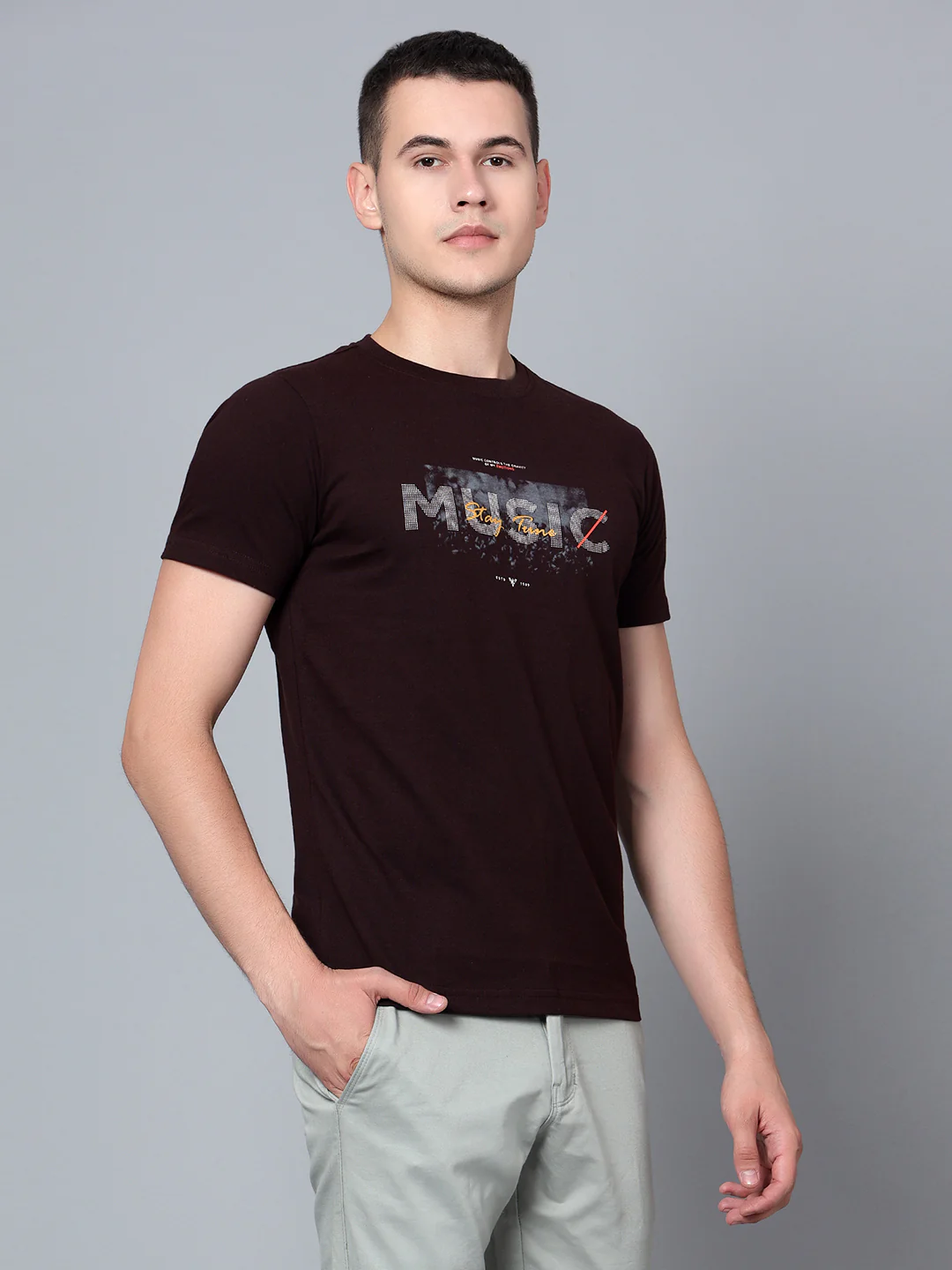 T-Shirt for Men | Breathable & Soft with Color Fastness Regular Fit Round Neck Poly Cotton Fabric Printed Pattern - Image 4