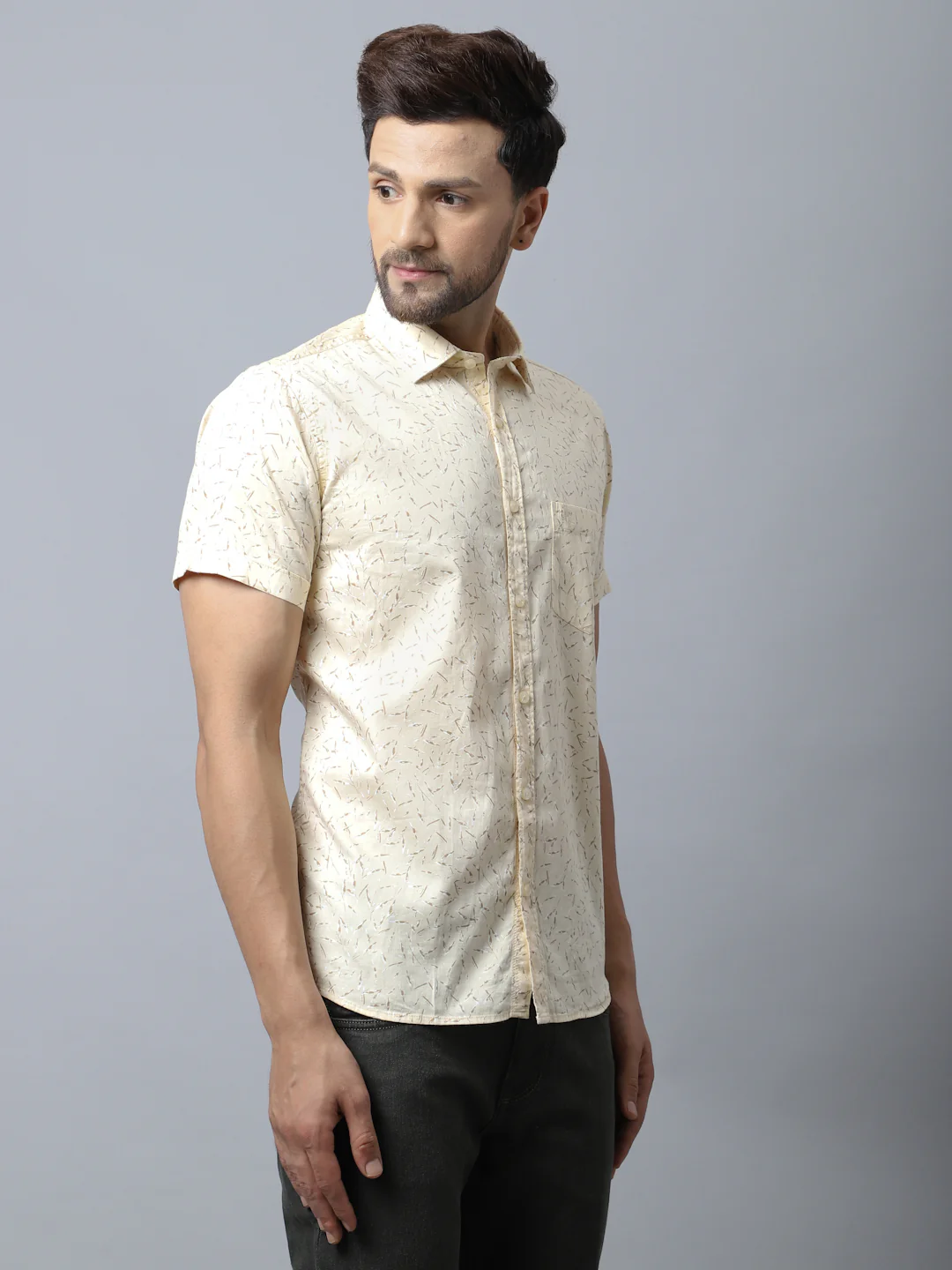 Casual Shirt for Men | Breathable & Soft with Color Fastness Regular Fit Spread Collar Neck Cotton Fabric Printed Pattern - Image 3