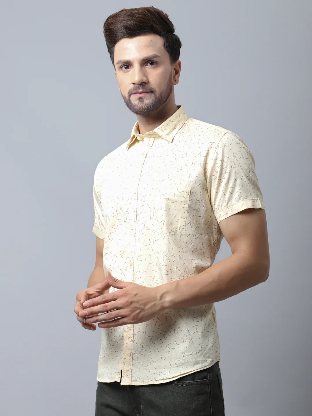 Casual Shirt for Men | Breathable & Soft with Color Fastness Regular Fit Spread Collar Neck Cotton Fabric Printed Pattern - Image 4