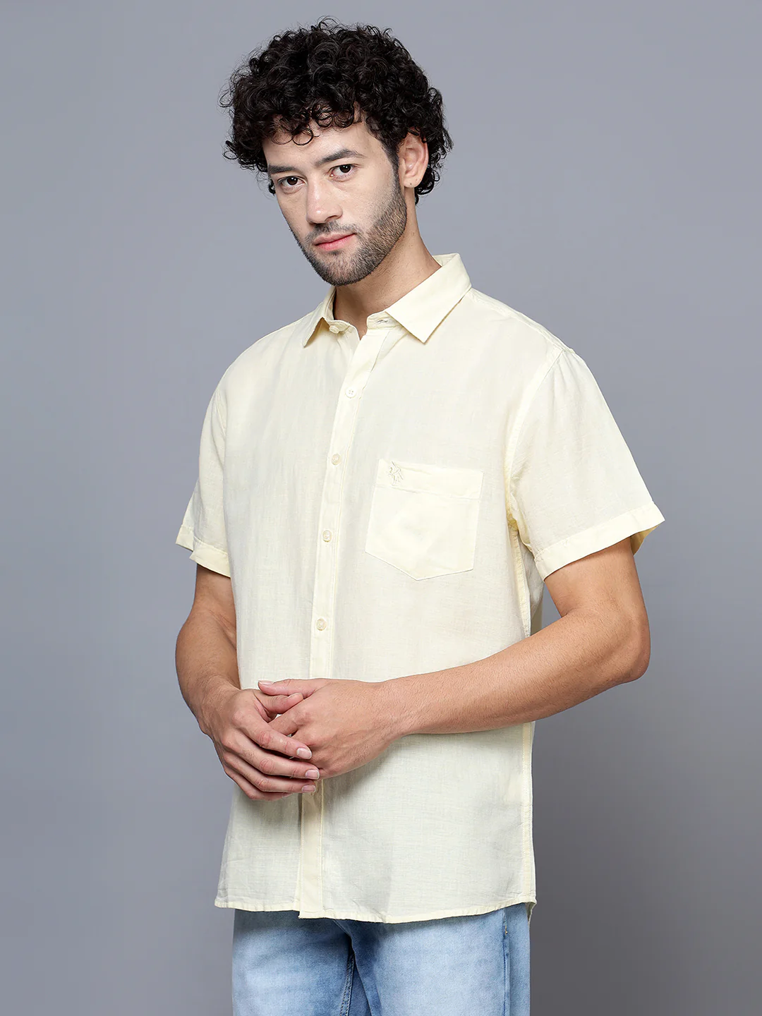Casual Shirt for Men | Breathable & Soft with Color Fastness Regular Fit Spread Collar Neck Cotton Fabric Solid Pattern - Image 3
