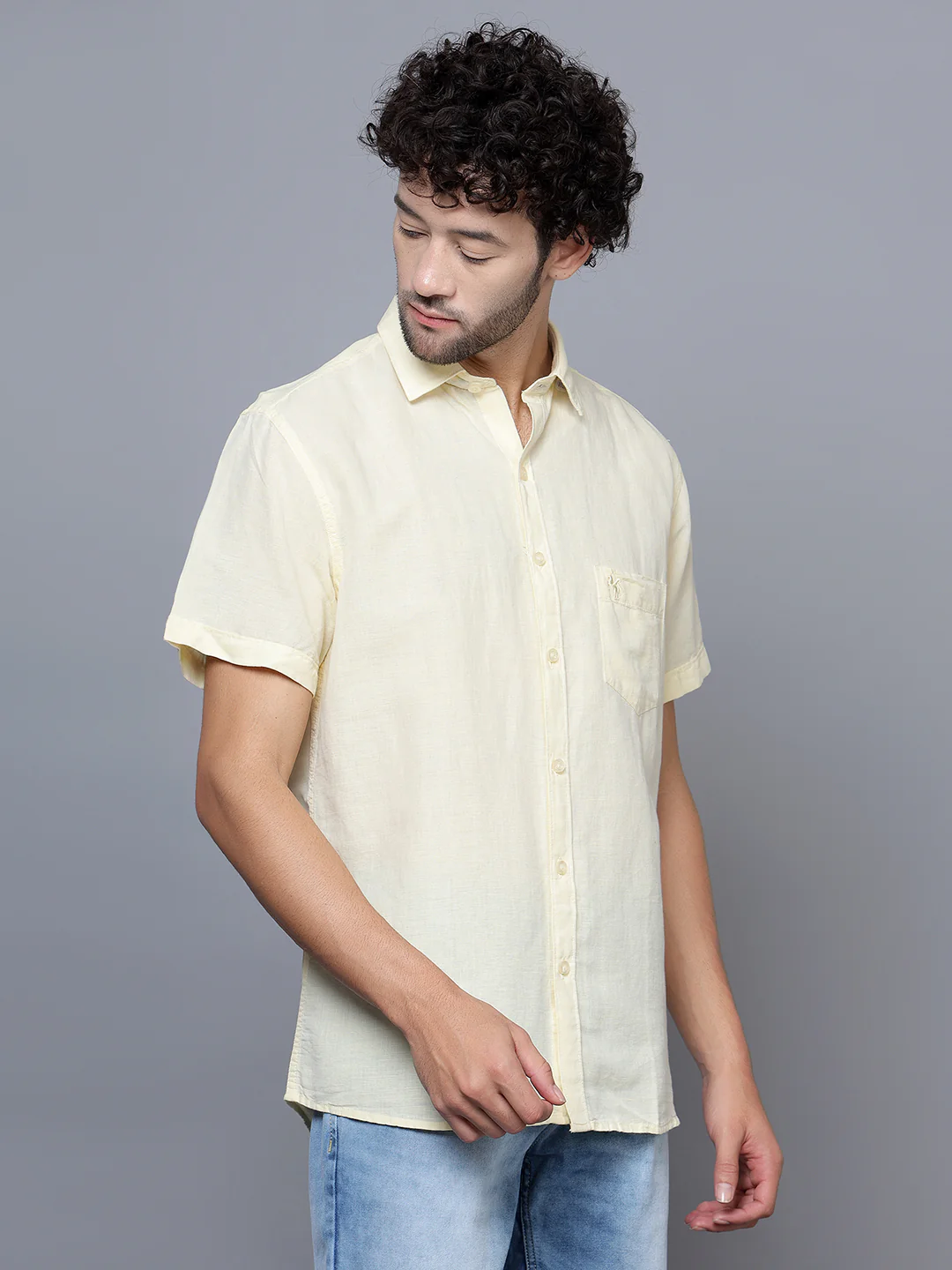 Casual Shirt for Men | Breathable & Soft with Color Fastness Regular Fit Spread Collar Neck Cotton Fabric Solid Pattern - Image 4