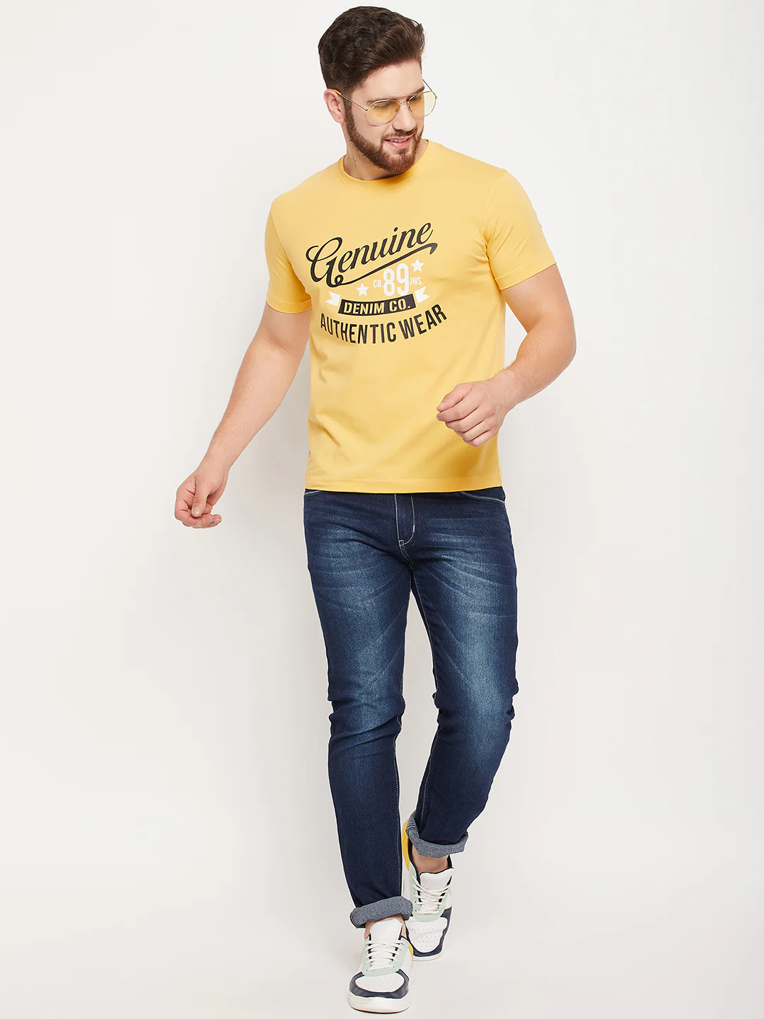 T-Shirt for Men | Breathable & Soft with Color Fastness Regular Fit Round Neck Cotton Blend Fabric Printed Pattern - Image 2