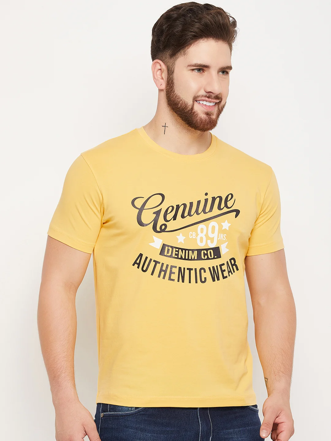 T-Shirt for Men | Breathable & Soft with Color Fastness Regular Fit Round Neck Cotton Blend Fabric Printed Pattern - Image 4