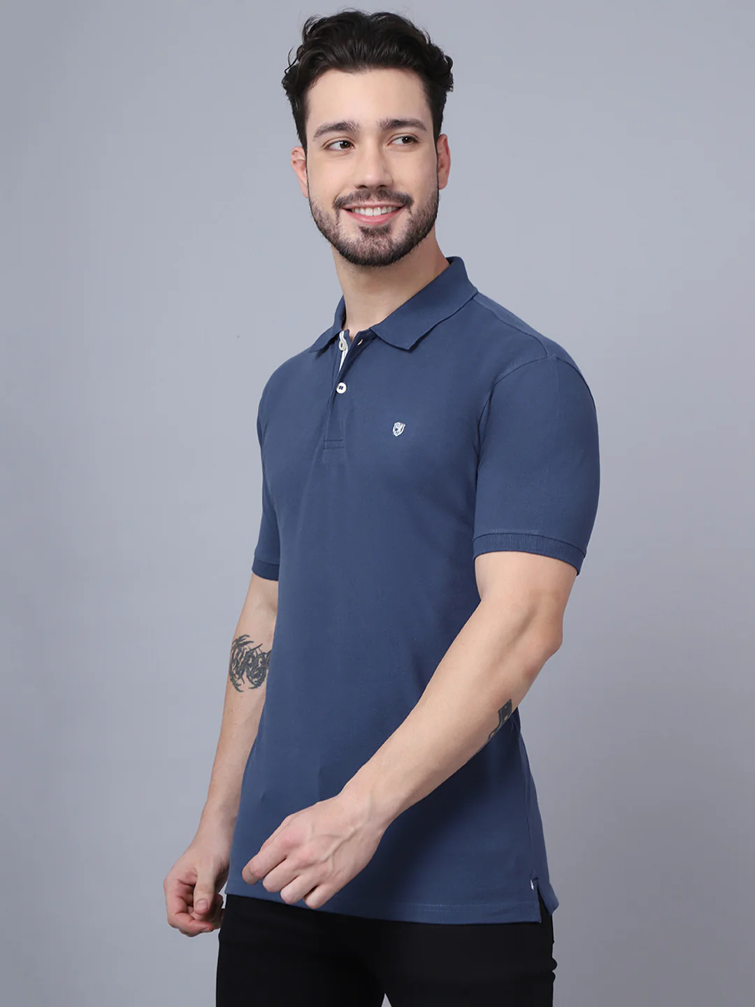 T-Shirt for Men | Breathable & Soft with Color Fastness Regular Fit Polo Neck Poly Cotton Fabric Solid Pattern - Image 4