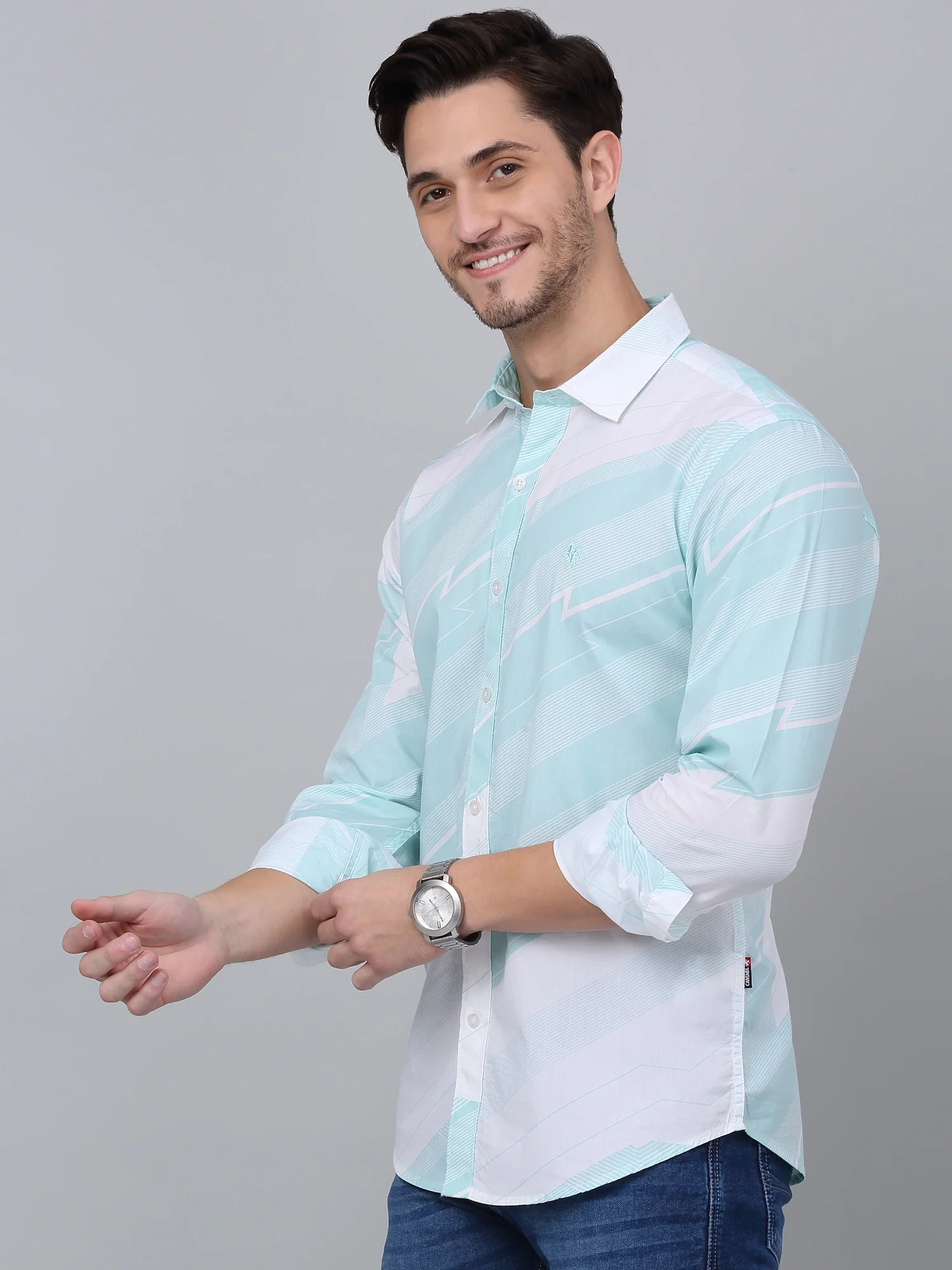 Casual Shirt for Men | Breathable & Soft with Color Fastness Regular Fit Spread Collar Neck Cotton Fabric Printed Pattern - Image 3