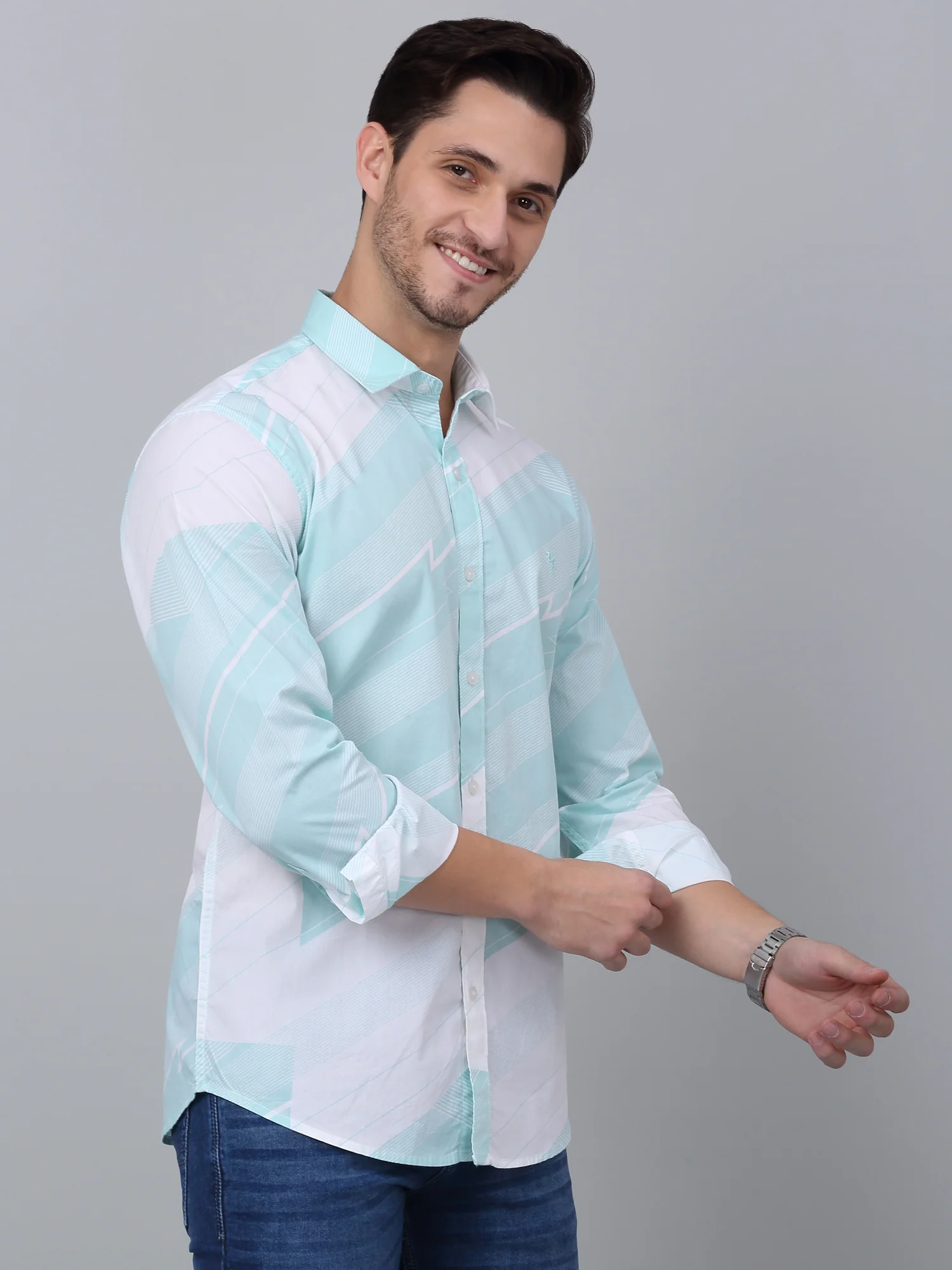 Casual Shirt for Men | Breathable & Soft with Color Fastness Regular Fit Spread Collar Neck Cotton Fabric Printed Pattern - Image 4