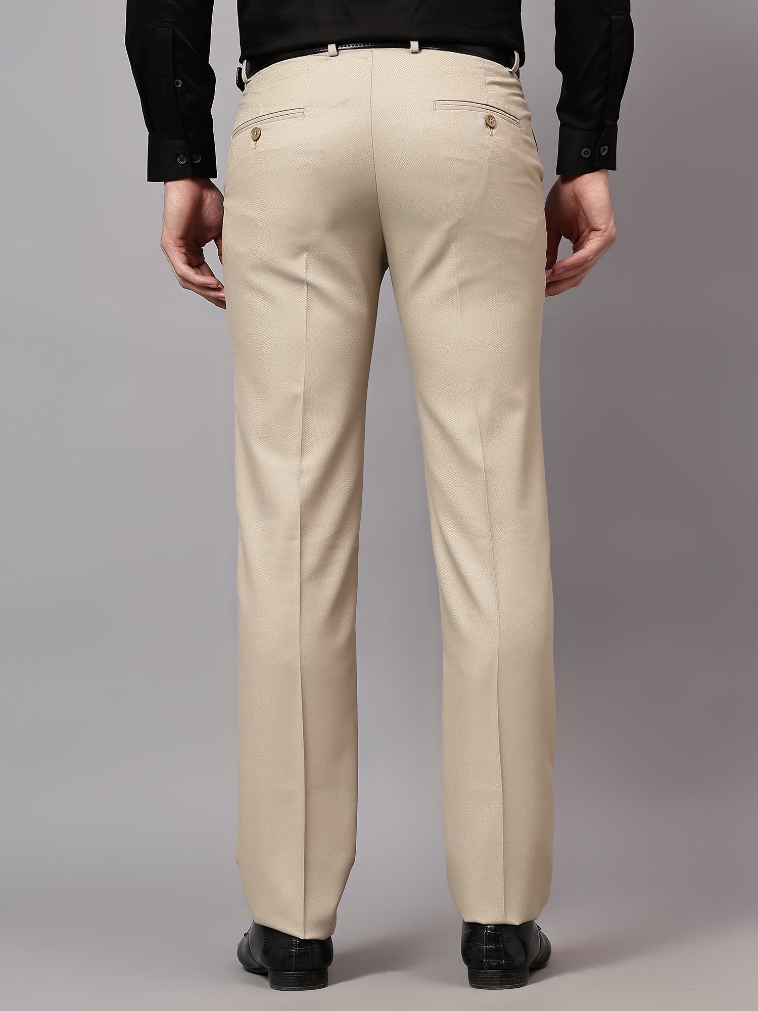 Formal Trouser for Men | Breathable & Soft with Color Fastness Regular Fit Poly Viscose Fabric Self Design Pattern Hook & Eye Closure - Image 2