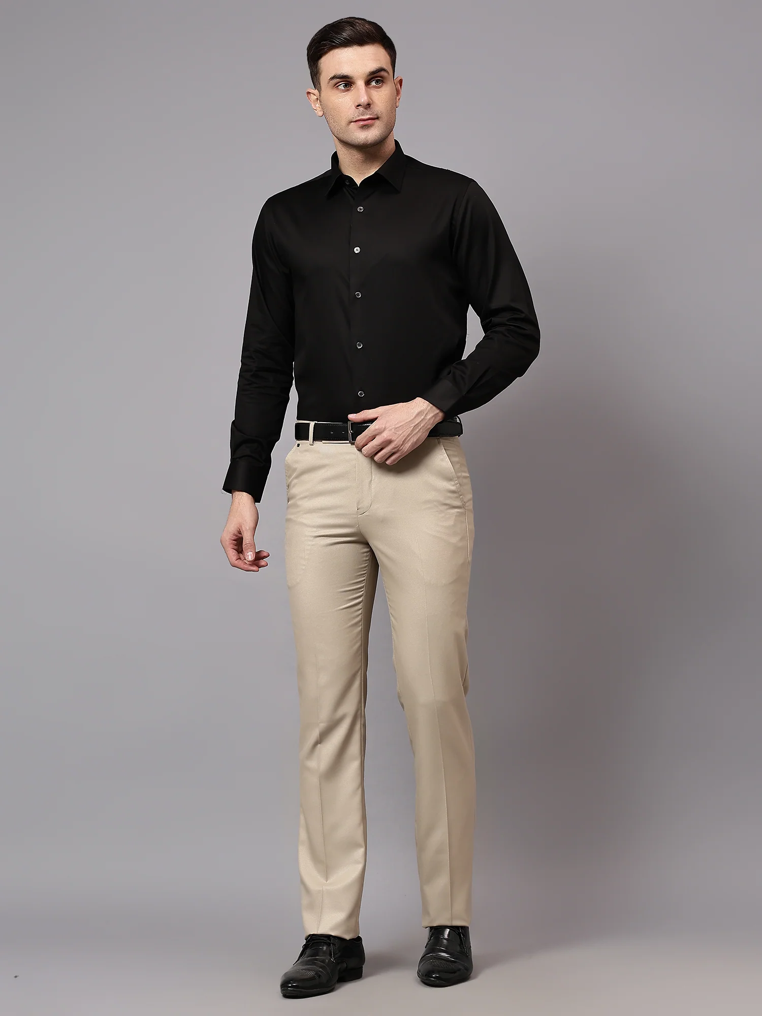 Formal Trouser for Men | Breathable & Soft with Color Fastness Regular Fit Poly Viscose Fabric Self Design Pattern Hook & Eye Closure - Image 6