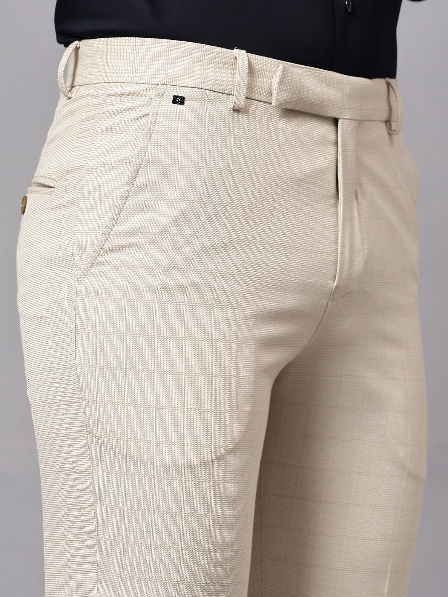 Formal Trouser for Men | Breathable & Soft with Color Fastness Regular Fit Terry Rayon Fabric Checkered Pattern Hook & Eye Closure - Image 5