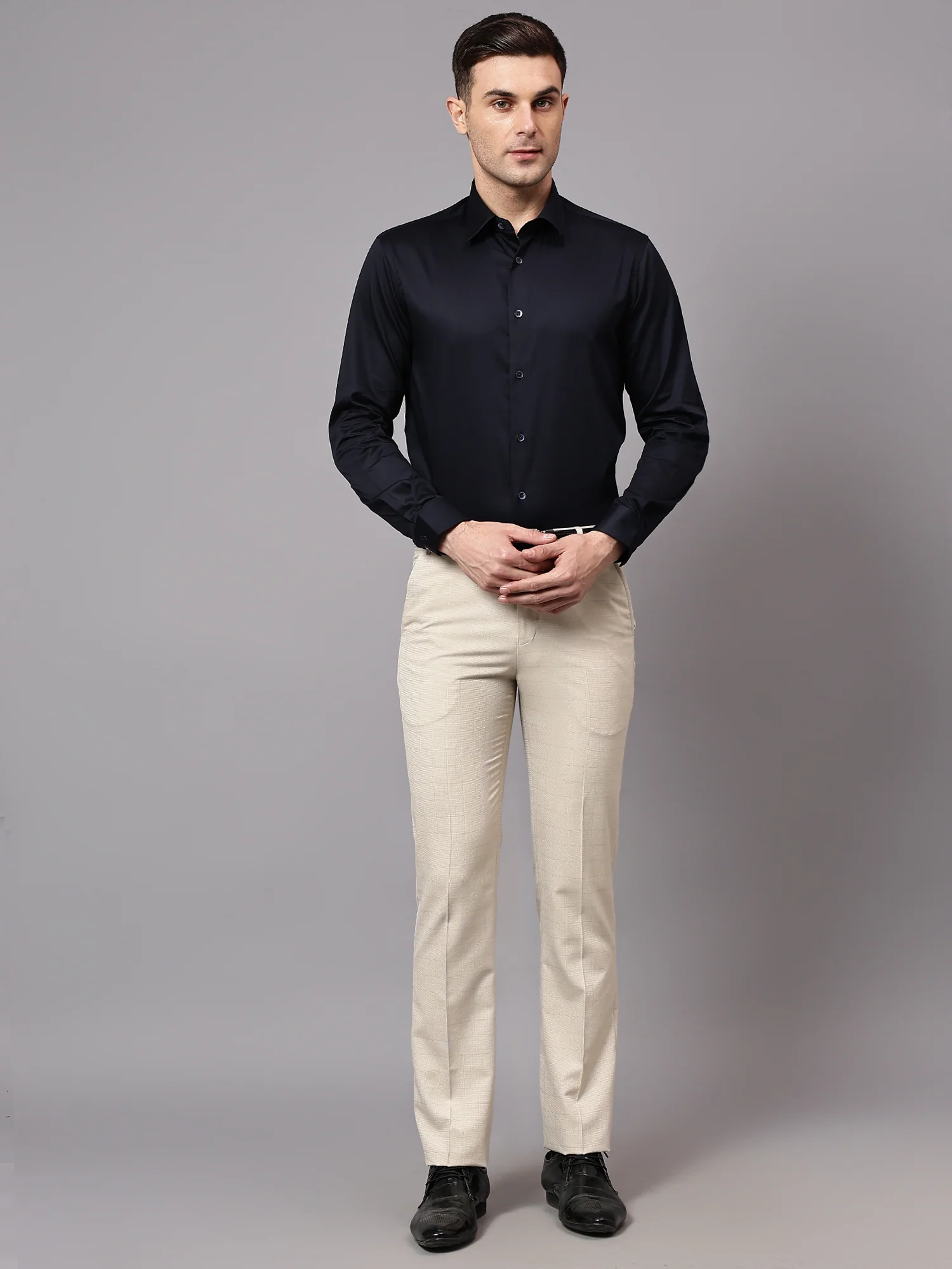 Formal Trouser for Men | Breathable & Soft with Color Fastness Regular Fit Terry Rayon Fabric Checkered Pattern Hook & Eye Closure - Image 6