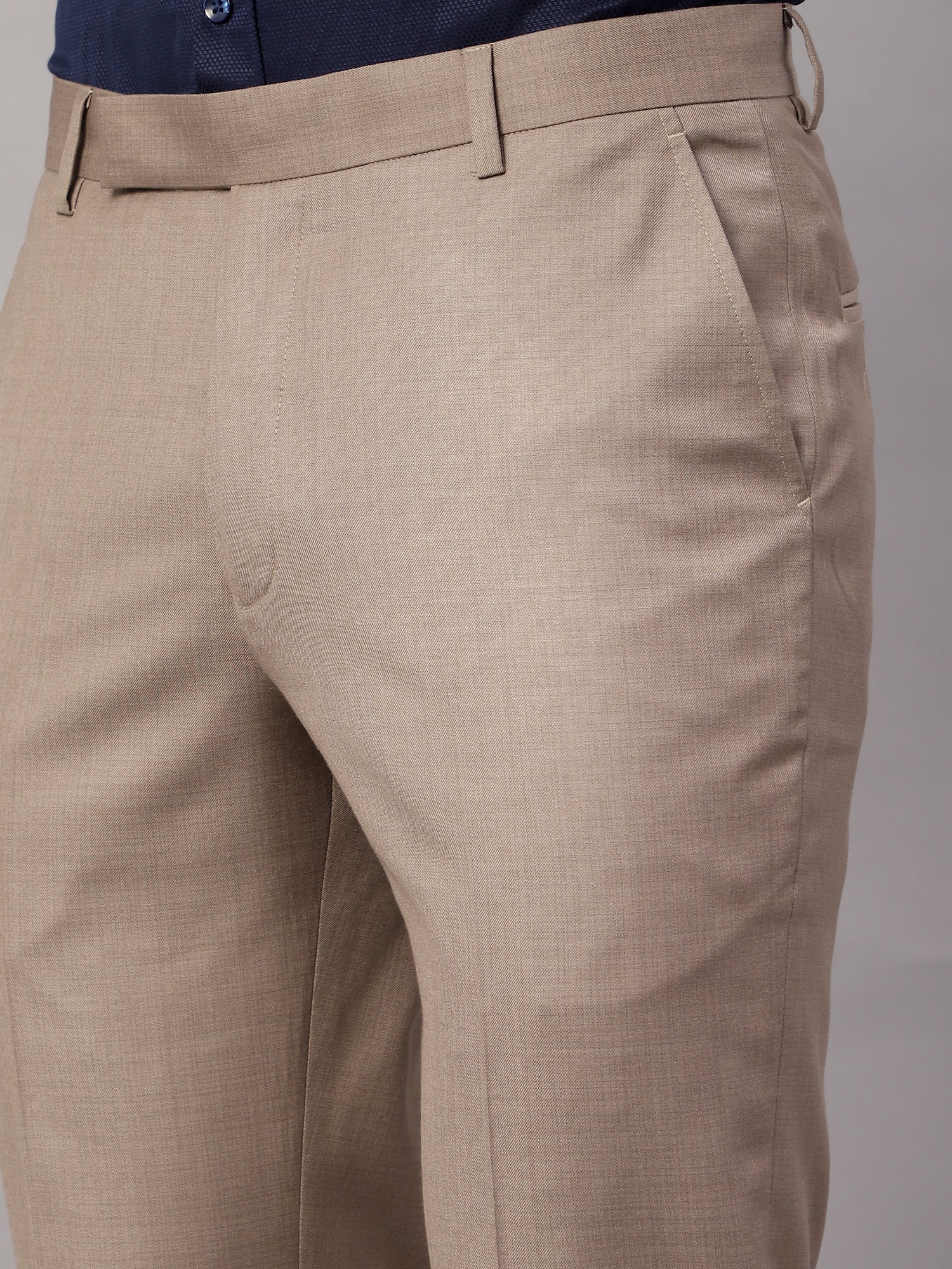 Formal Trouser for Men | Breathable & Soft with Color Fastness Regular Fit Terry Rayon Fabric Self Design Pattern Hook & Eye Closure - Image 5