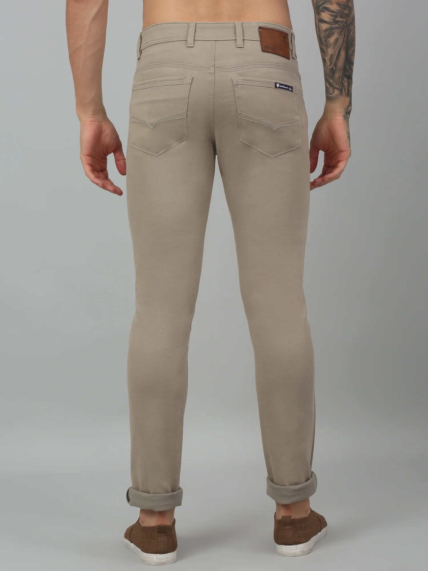Men's Casual Flat front Stone  Trousers - Image 2