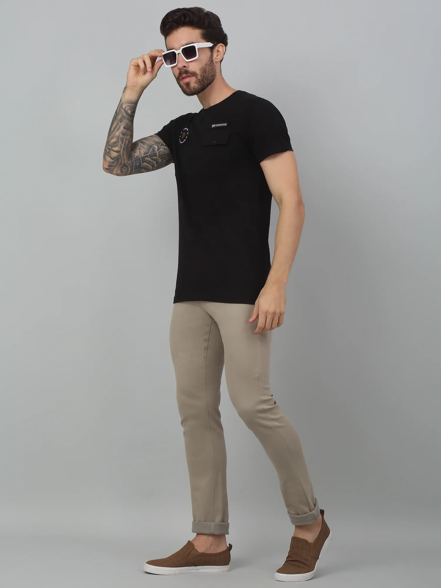Men's Casual Flat front Stone  Trousers - Image 6