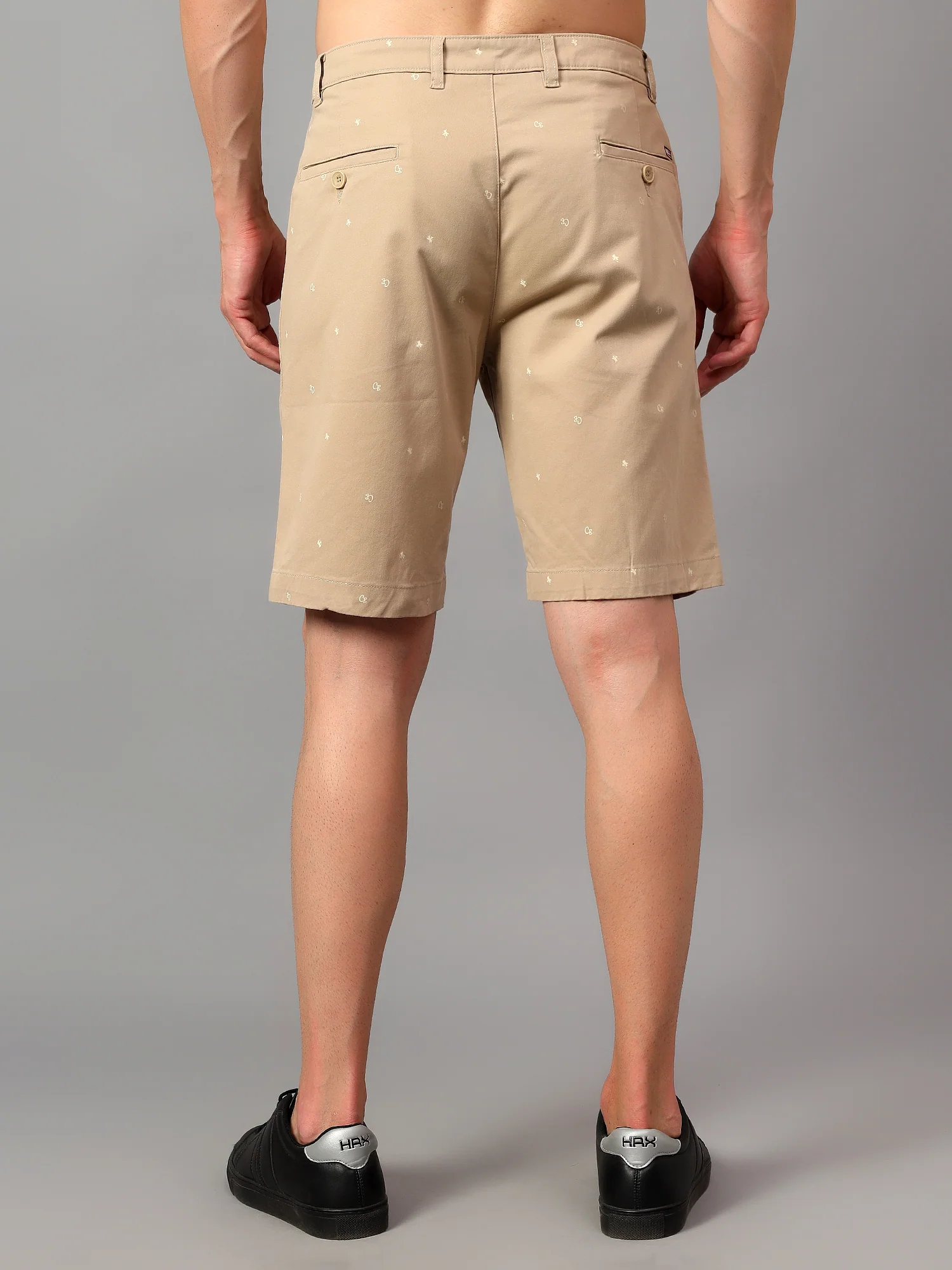 Men's Beige Printed Above Knee Bermuda - Image 2
