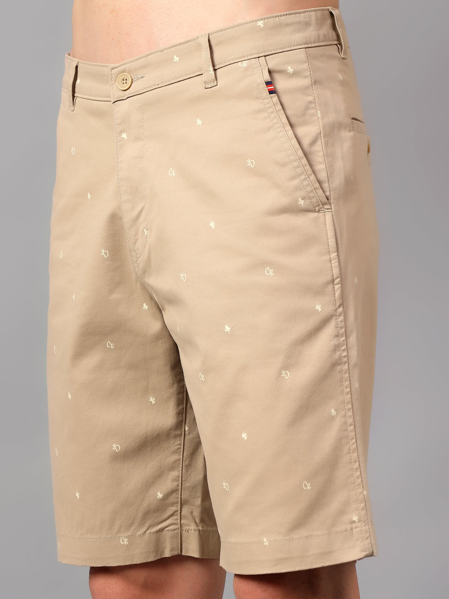 Men's Beige Printed Above Knee Bermuda - Image 5