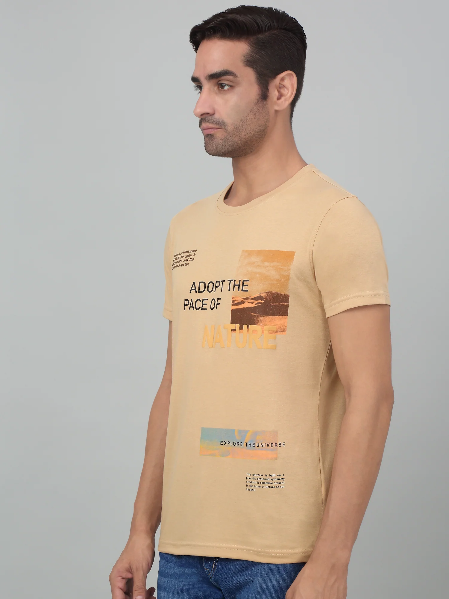 T-Shirt for Men | Breathable & Soft with Color Fastness Regular Fit Round Neck Poly Cotton Fabric Printed Pattern - Image 3