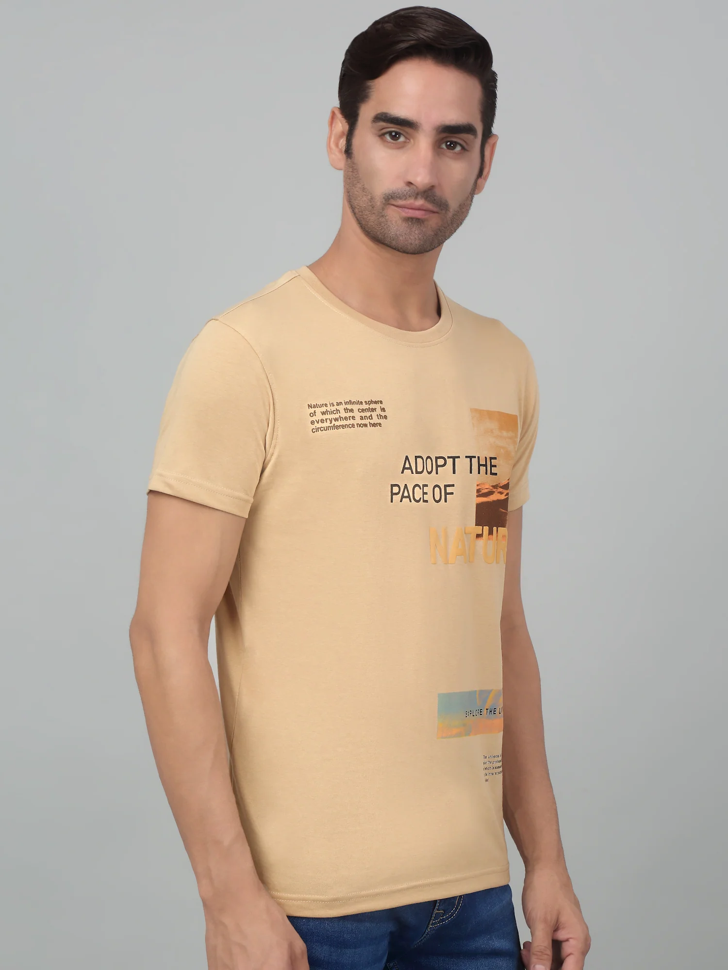 T-Shirt for Men | Breathable & Soft with Color Fastness Regular Fit Round Neck Poly Cotton Fabric Printed Pattern - Image 4