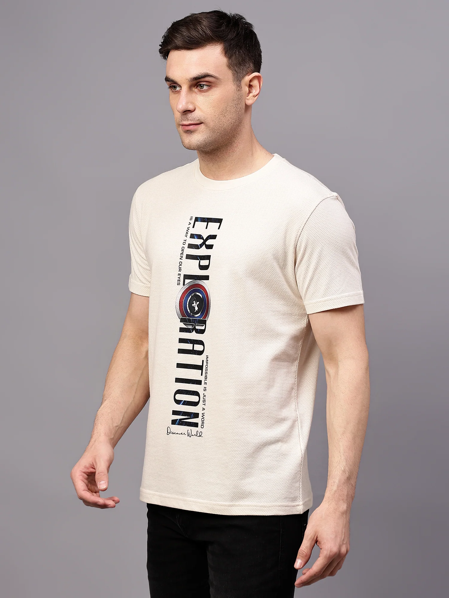T-Shirt for Men | Breathable & Soft with Color Fastness Regular Fit Round Neck Poly Cotton Fabric Printed Pattern - Image 3