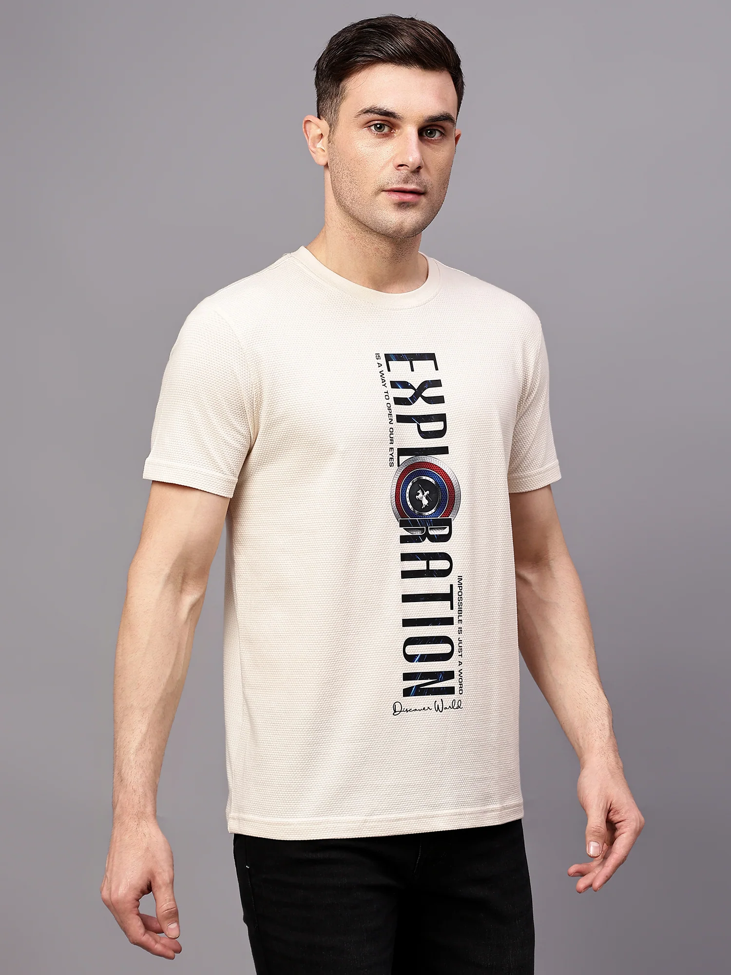 T-Shirt for Men | Breathable & Soft with Color Fastness Regular Fit Round Neck Poly Cotton Fabric Printed Pattern - Image 4