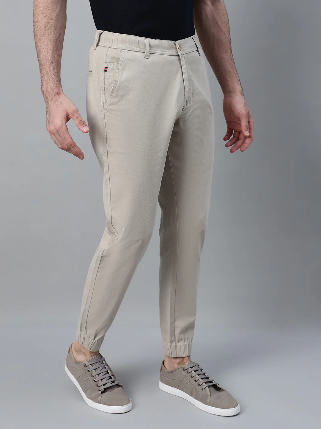 Men's Beige Solid Casual Jogger - Image 4